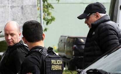 O ex-ministro Guido Mantega durante suaprisão.