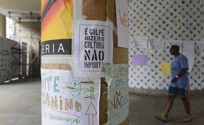 Protesto, em março de 2016, contra a extinção do Ministério da Cultura durante ocupação do Palácio Capanema, no centro do Rio.