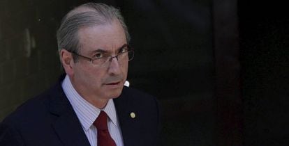 Eduardo Cunha, ao deixar sua casa em Brasília na manhã de terça.