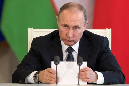 O presidente Putin nesta quarta-feira em Moscou.
