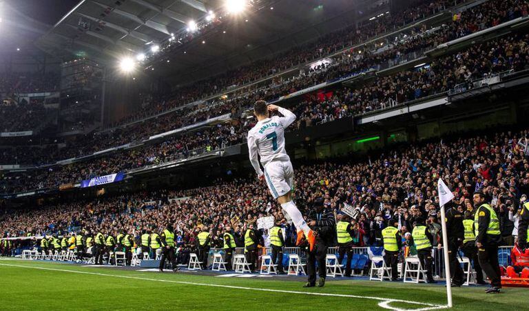 Cristiano comemora um de seus quatro gols contra o Girona.