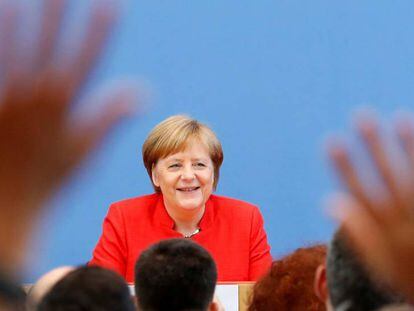 A chanceler alemã, Angela Merkel, nesta sexta-feira em Berlim.