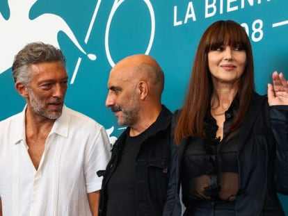 Vincent Cassel, Gaspar Noé e Monica Bellucci no 76º Festival de Veneza.