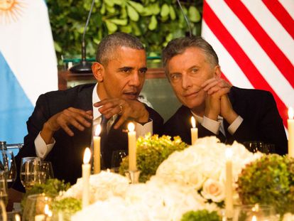 Obama e Macri, durante o jantar oficial em Buenos Aires.