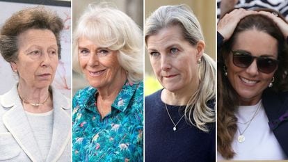 A princesa Anne, Camilla da Cornualha, Sophie de Wessex e Kate Middleton, em 2021. 