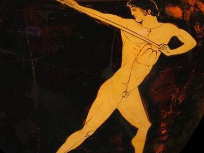 Desenhos de um vaso da antiga Grécia, do Museu Olímpico de Lausanne.
