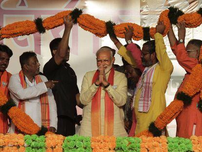 Narendra Modi, durante um ato de campanha.