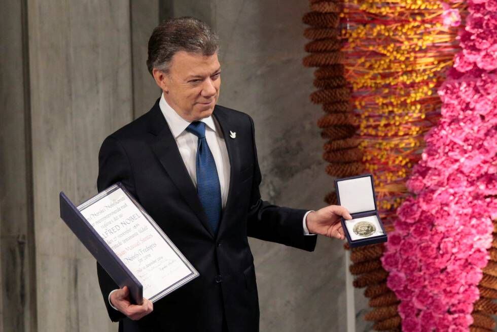 Santos após receber o Nobel da Paz em 2016.