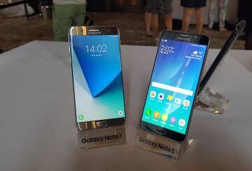 Comparativo do Galaxy Note 7 e do Note 5.