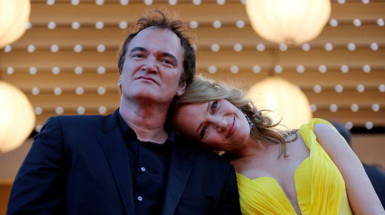 O diretor Quentin Tarantino e a atriz Uma Thurman no Festival de Cannes de 2014, quando o filme 'Pulp Fiction' foi homenageado em seus 20 anos.