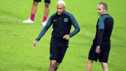 Neymar em treino do Barça.