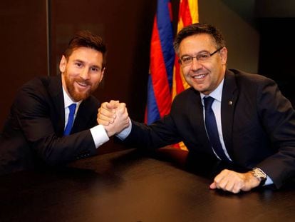 Messi e Bartomeu, em novembro passado