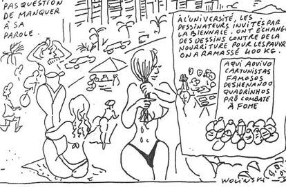 A charge de Wolinski feita durante sua visita ao Rio.