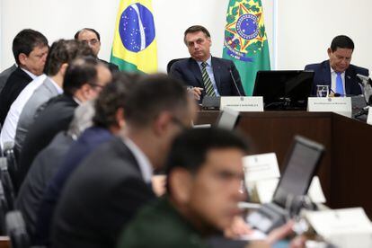 Jair Bolsonaro em videoconferência com governadores do Sudeste nesta quarta-feira. 


25/03/2020 ONLY FOR USE IN SPAIN