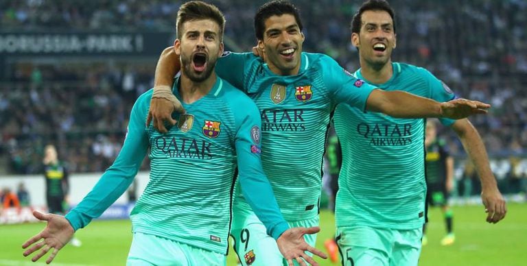 Comemoração do gol de Piqué, da virada.