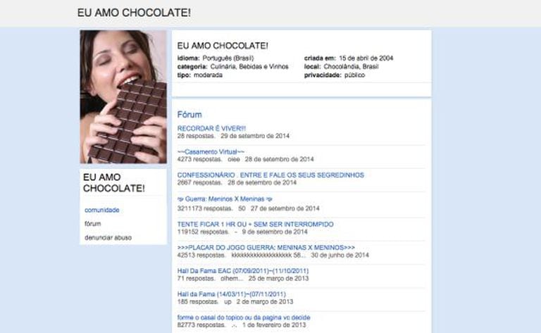 O Orkut era famoso pelas comunidades, que podiam ser sobre qualquer assunto.