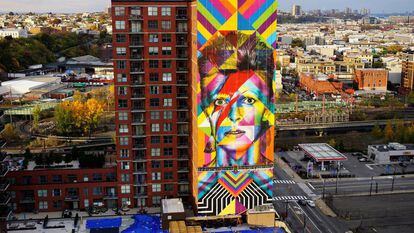 Grafite feito pelo brasileiro em Nova Jersey, nos Estados Unidos recém finalizado.