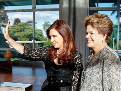 Cristina Fernandez De Kirchner com Dilma Rousseff.