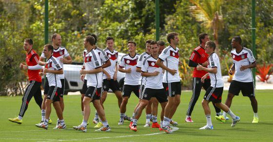 Os jogadores da Alemanha durante um treino.