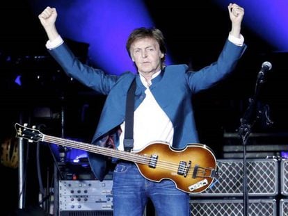Paul McCartney, durante show no estádio Vicente Calderón, em Madri.