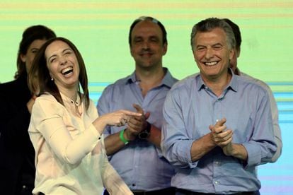 Maria Eugenia Vidal, governadora da província de Buenos Aires e o presidente Mauricio Macri