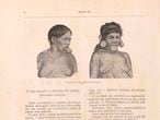 Dibujo de dos de los indígenas exhibidos en Río de Janeiro, en 1882, en el catálogo de la muestra de su Museo Nacional.