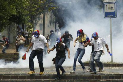 Um grupo de manifestantes no protesto do 22 de março.