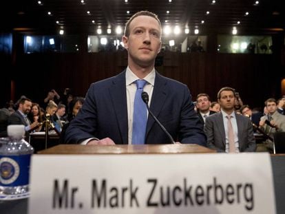 Mark Zuckerberg, em abril, quando prestou depoimento no Congresso dos EUA sobre o caso da Cambridge Analytica.