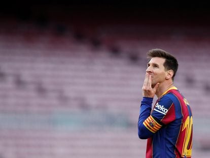 Messi durante um jogo do Barcelona na temporada passada.