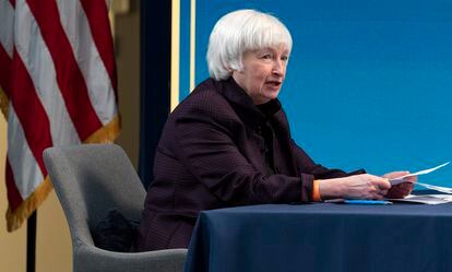 A secretária do Tesouro dos EUA, Janet Yellen, em fevereiro.