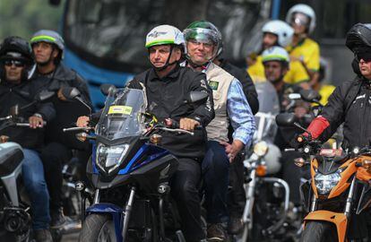 O presidente Jair Bolsonaro no domingo passado, durante uma manifestação de motociclistas no Rio de Janeiro.