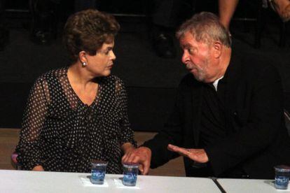 Dilma e Lula no aniversário de 35 anos do PT.