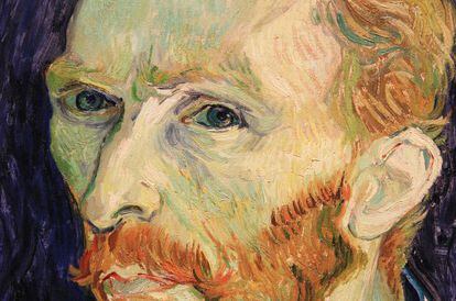 Detalhe de um autorretrato de Van Gogh.