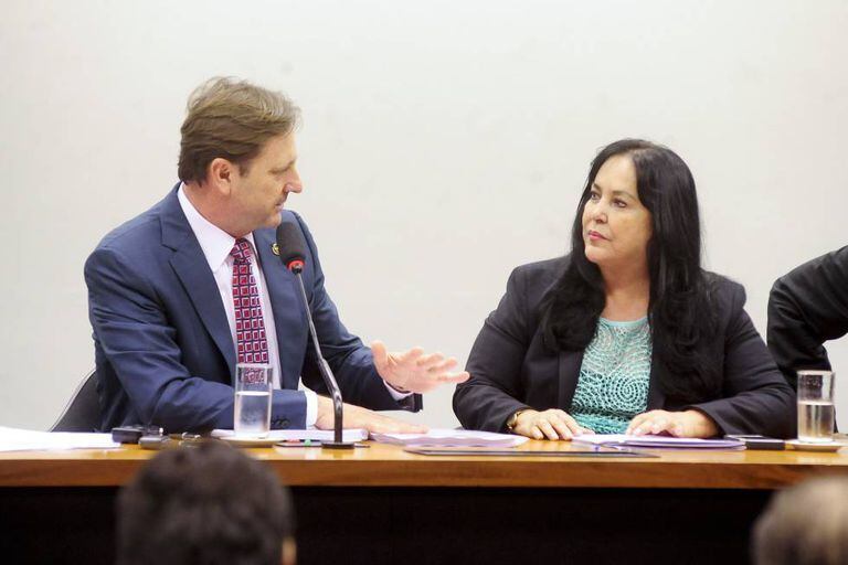 Os senadores Gurgacz e Rose de Freitas, na Comissão do Orçamento.