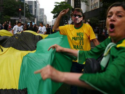 Apoiadores de Bolsonaro em São Paulo.