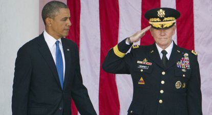 Barack Obama e o general Martin Dempsey.