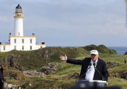 Donald Trump, nesta sexta-feira na Escócia.