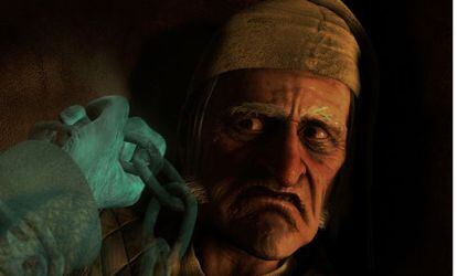 Jim Carrey como Mr. Scrooge em 'Um Conto de Natal' de Robert Zemeckis.