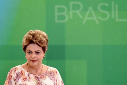 Dilma Rousseff em cerim&ocirc;nia no Pal&aacute;cio do Planalto.