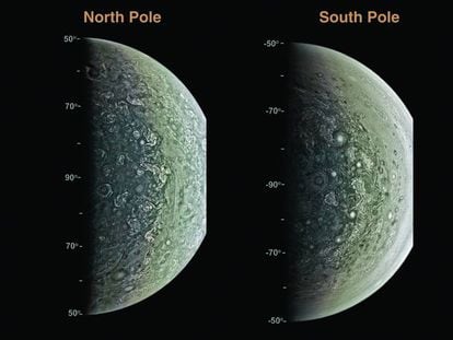 Imagens dos polos de Júpiter pela sonda Juno