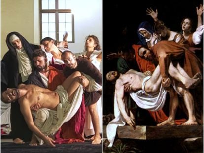 Recriação de ‘O Sepultamento de Cristo’', de Caravaggio (1602-1604).