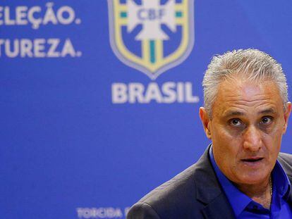 Tite durante convocação da seleção brasileira em 2018.