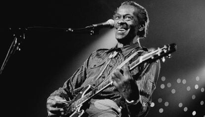 Chuck Berry, em 1995, durante um festival de jazz na Holanda.