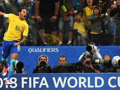 Neymar, o artilheiro brasileiro das eliminat&oacute;rias.