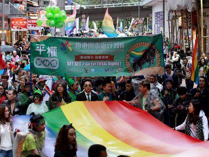 Manifestação do Orgulho Gay em Hong Kong, no dia 26 de novembro de 2016