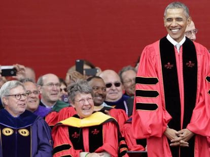 Obama em seu discurso na Rutgers University.