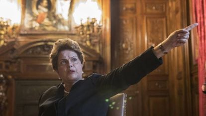 A ex-presidenta brasileira Dilma Rousseff, nesta terça-feira em Casa América de Madri.