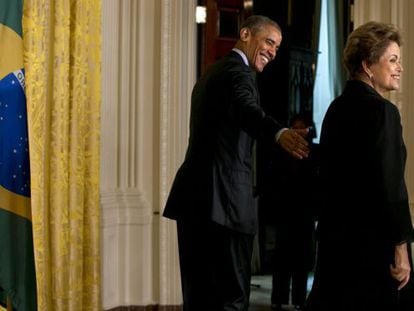 Dilma Rousseff e Barack Obama durante a visita oficial da presidenta aos EUA.