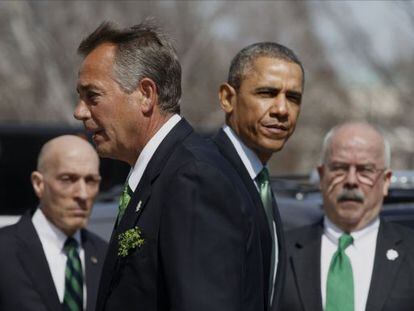 O líder republicano no Congreso, John Boehner, e Barack Obama