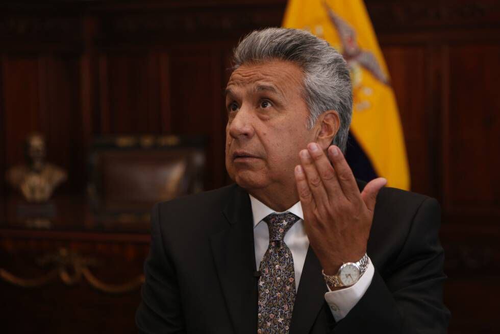 Lenín Moreno, presidente do Equador, durante entrevista do EL PAÍS no Palácio de Carondelet
